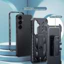 FNTCASE for Samsung Galaxy S24 Case: Military Shockproof Protective Phone Cover with Belt-Clip Holster & Kickstand, Full-Body Drop Proof Protection Heavy Duty Durable Rugged Cases for S24 5G Black