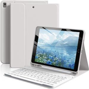 Keyboard Case for iPad 9th/8th/7th Generation 10.2 inch 2021/2020/2019, Detachable Wireless Bluetooth Keyboard Thin & Light with Pencil Holder for iPad 10.2" iPad Air 3rd Gen/Pro 10.5, Gray