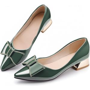 Women's Chunky Closed Toe Low Block Heels Work Pumps Comfortable Dress Wedding Shoes for Party Office, 270 (10.5)