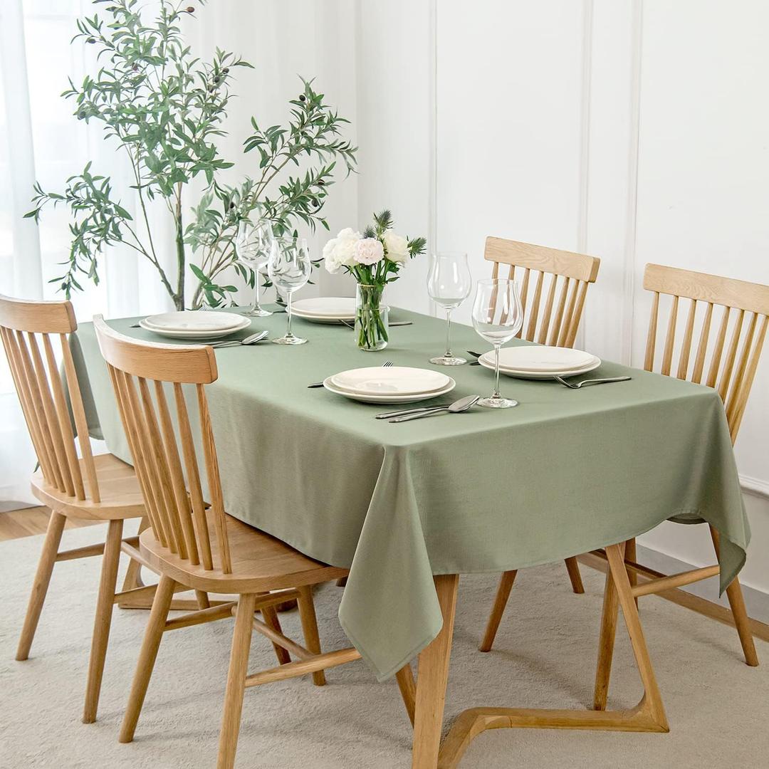 maxmill Tablecloth Stain Resistant Waterproof Wrinkle Resistant Spillproof Washable Soft Slubby Texture Table Cloth for Dining Room, Banquet Parties Event Dinner, Rectangle 60 x 140 Inch, Sage Green