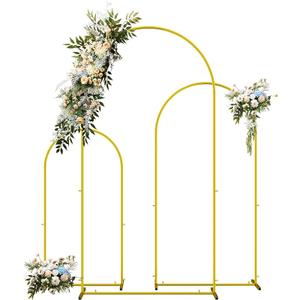 Metal Arch Backdrop Stand, 6FT & 5FT & 4FT Wedding Arch Backdrop Stand, 3 Pack Gold Metal Arch Stand, Wedding Arch Frame for Wedding Birthday Party Baby Shower Graduation Ceremony Decor