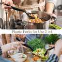 Mwellewm 36Pcs Plastic Serving Utensils Set Large Disposable Serving Spoons Forks Tongs for Serving Food 8.5'' Heavy Duty Black Large Party Utensils Supplies for Buffet Restaurant Dinner Salad Soup