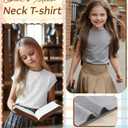 YooAurvox 3 Pack Girls Shirts Summer Cap Sleeve Fashion Mock Turtleneck Tops Kids Loose Fit Casual 2026 Trend Tees 5-14 Y(9-10 Years,White, Light Mixed Gray, Black)