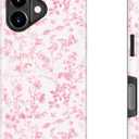 DEENAKIN for iPhone 17 Case - Wireless Charging Compatible - Dual-Layer Hard Shell & Silicone Cover - Shockproof Protective Phone Case with Trendy Cute Designs for Women - Dainty Pink Blossom
