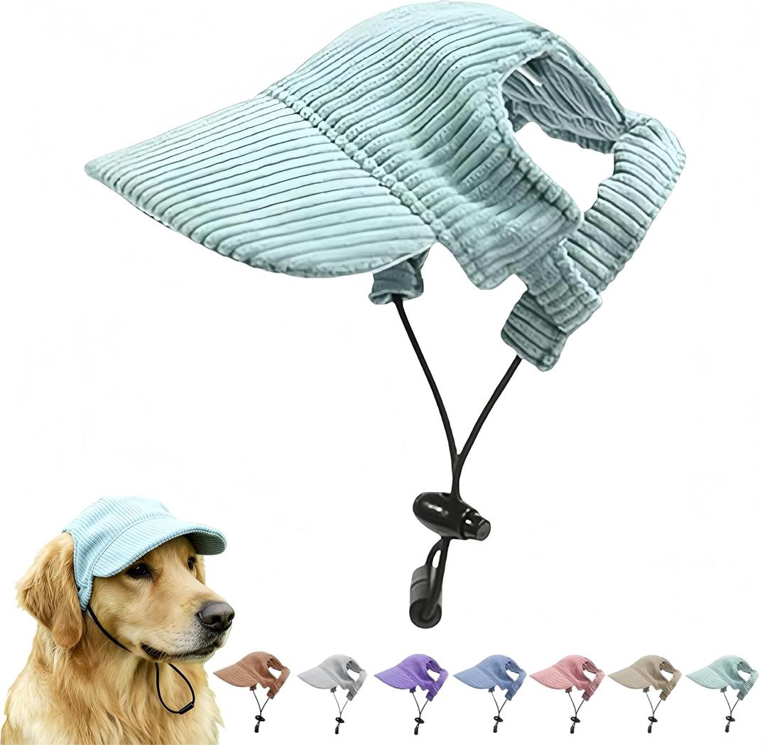 Pet Baseball Cap with Ear Holes - Multi-Color Sun Visor Hat for Dogs & Cats, Summer & Fall Beach Headwear for Puppies & Kittens (Green, L)