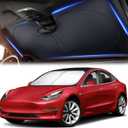 Tesla Windshield Sun Shade for Model(3/Y)(20162025)  XX-Large 56" x 36", Foldable Front Sunshade with Storage Bag | Reflective 240T Polyester | Blocks UV Rays&Heat  Interior Protection Accessory