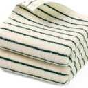 Jacquotha Green Striped Hand Towels for Kitchen, Vintage Bathroom Decor, Natural Cotton Tea Towel, 14” x 29”