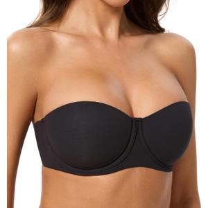 Women's Strapless Bra-Lightly Lined Non Slip Invisible Balconette Underwire Support Multiway Bandeau Bra for Comfort Lift