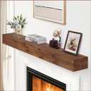 G GOOD GAIN Fireplace Mantel 60inch - Solid Wood Mantel Shelf Handcrafted Rustic | Floating Mantle Shelves Decor for Wall, Bedroom, TV, Books, LivingroomDarkWalnut, 60"x8"x5"