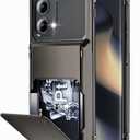 COOYA for Motorola Edge 2024 Case Wallet 5 Credit Card Holder Slot Flip Cover Anti-Slip Wallet Case Back Pocket Dual Layer Protective Hard Shell TPU Rubber Bumper for Moto Edge 2024 5G 6.6 Bronze