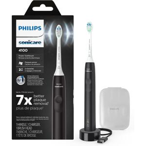 Philips Sonicare 4100 Rechargeable Electric Toothbrush, Advanced Plaque Removal, Pressure Sensor, Includes Brush Head Case, Black BD5003AZ