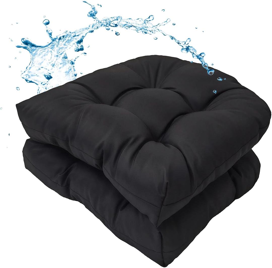 MTMR Water-Repellent Outdoor Patio Chair Cushions Set of 2, 19'X19' Thick Seat Cushions with High Elasticity PP Cotton, Tufted Design for Outdoor Furniture