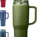 EALGRO 40 oz Tumbler with Handle, Insulated Tumblers with Lid and Straw, Large Metal Sports Water Bottle Jug, Thermal Stainless Steel Travel Coffee Mug Cup, Army Green