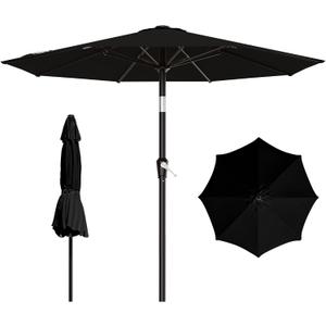 AreShark 9 FT Patio Umbrella for Outdoor, Outdoor Table Umbrella with Push Button Tilt and Crank, Outdoor Patio Umbrellas with 8 Sturdy Ribs for Market, Garden, Pool (Black)