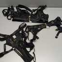 Sexy Bondage Lingerie Set for Women, Strappy Underwire Bra with Leg Rings and Chain Garter, Provocative Lingerie Outfit Black, Large