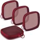 Weewooday 4 Pcs Mesh Makeup Bag Mesh Cosmetic Bag Travel Toiletry Pouch with Zipper Mini Makeup Cosmetic Purse for Daily Accessory(Small,Wine Red)