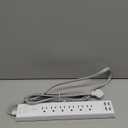 Extension Cord 10 ft - Long Power Strip Surge Protector, 6 AC Outlet 4 USB (2 USB C), Flat Plug, Wall Mount, Multi Plug Outlet Extender Desk Charging Station for Home Office Dorm Room Essentials (White & Grey)