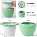 2pcs African Violet Planter Pot - 6.5inch Self Watering Green Ceramic Pot with Creamic Reservoir