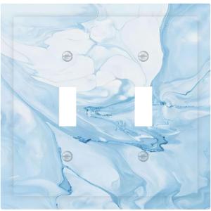 Navy Blue Sea Waves Spilled Ink Marble Simplicity Print Decorative Switch Plates 2 Gang Double Toggle Outlet Light Switch Cover Wall Plate Electrical Faceplate for Bathroom Living Room Decor (Double Toggle / 4.9 X 5 IN)