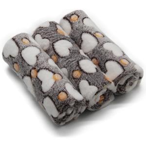 1 Pack 3 Puppy Blankets Super Soft Warm Sleep Mat Grey Cute Print Blanket Fluffy Fleece Pet Blanket Flannel Throw Dog Blankets for Small Dogs Puppy Dogs Fluffy Cats, Love-Small (23"x15")