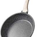 CAROTE Non Stick Frying Pan Skillet, Omelet Pan, Healthy Non Toxic Granite Chef Pan, Induction Compatible Egg Frying Pan with Heat-Resistant Handle, PFOA-Free,Black, 12"