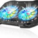 LIANGSTAR Laptop Cooling Pad, Gaming Laptop Cooler with 2 Quiet Big Fans, RGB 7 Color Light Change, Portable USB Laptop Stand 11 to 15.6 Inch, Slim and Easy Carry Working Study Outdoor Travel