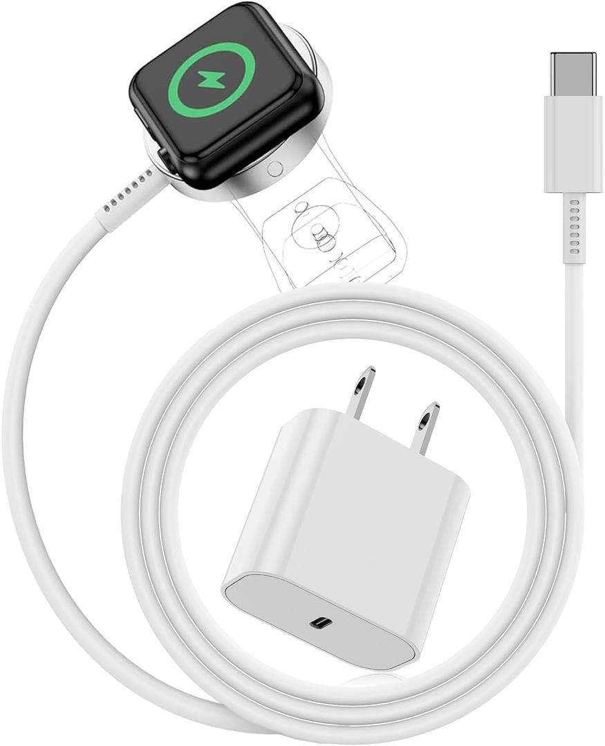 USB C Apple Watch Charger, [ MFi Certified ] Magnetic iWatch Fast Charging Cable Cord 6ft and Type C Wall Charger Plug Block for Apple Watch Series Ultra 2/ Ultra/ 11/ 10/ 9/ 8/ 7/ 6/ SE/ 5/ 4/ 3/ 2