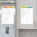 Non-Magnetic Dry Erase List for Fridge - Reusable 8"x11.5" List and Weekly Planning Board Stick to Most Smooth Surfaces - 3 Dry Erase Markers Included