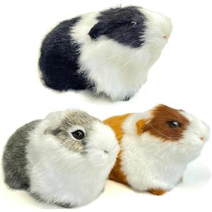 3 Pcs Assorted Color Realistic Hamster Figurines Plush Toys  Lifelike Guinea Pig Stuffed Animals, Home Decor, Kids Gift, Party Favors, Rodent Photo Props
