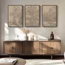 Framed Neutral Vintage Landscape Wall Art for Living Room, 3 Piece Large Tree Sketch Rustic Canvas Artwork for Walls, Brown Forest Wabi Sabi Farmhouse Wall Decor for Bedroom Hallway Office, 20x30 Inch