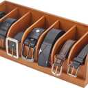 CUTHOLLOW Belt Organizer for Closet, 7 Compartments Wood Belt Storage Holder for Drawer, Bamboo Belt and Tie Box Organizer Display Case for Women Men