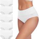coskefy Women's High Waisted Cotton Underwear Soft Breathable Panties Stretch Briefs Ladies Panties 4 Pack XL