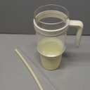 Tronco Glass Tumbler with Straw and Lid, Reusable Iced Coffee Cup with Handle, Glass Water Bottles for Smoothie, Fits Cup Holders, Lead-Free, BPA-Free (42 Ounces, Cream-Bamboo)