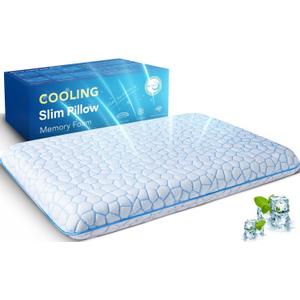 Ultra Thin Flat Pillows for Sleeping,Cooling Slim Memory Foam Pillow 2.75 in Height Ultra Thin Pillow,Low Profile Sleeper Pillows for Stomach Sleeper for Neck and Back Support Stomach Sleeping Pillow