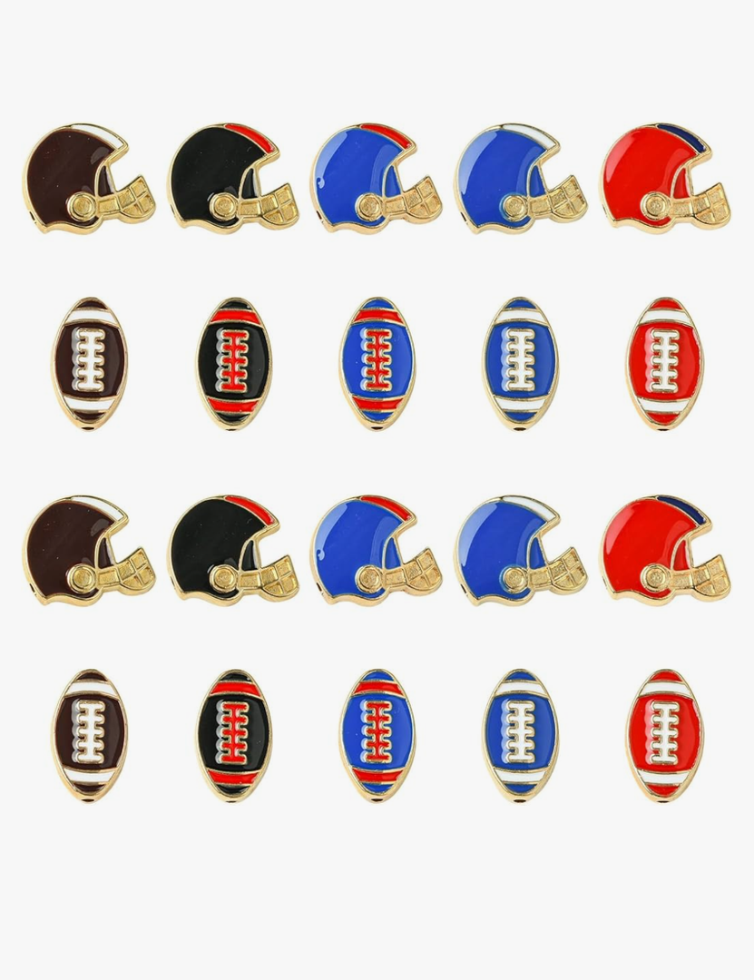LiQunSweet 40 pcs 10 Styles Football Theme Enamel Charms Sport Ball Rugby Helmet Charms for DIY Jewelry Bracelet Necklace Earring Crafts Keychain Bag Decor
