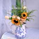Blue and White Ceramic Vase, Vintage Porcelain Vase with Crackle Glaze, Farmhouse Rustic Oriental Decorative Centerpiece for Living Room, Dining Table, Entryway, and Bookshelf (Pitcher)