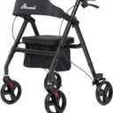 Walker for Seniors, Lightweight Rollator Walker with seat, Foldable Rolling Walker with 8 inch All Terrain Rubber Wheels, Ergonomic Adjustable Handles and Backrest for Seniors and Adult 