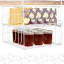 Hanging Under Shelf Storage Basket, 4 Pack Foldable Under Cabinet Metal Desk Storage Wire Rack Organizer for Kitchen Pantry Bookshelf Office Home, Easy to Install Slide-in Under Shelves (White)