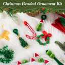 Syhood 24 Sets Christmas Crafts for Adults Lime Green Christmas Beaded Ornament Kit Including 6 Green Monsters 6 Xmas Trees 6 Candy Canes 6 Wreaths, DIY Xmas Ornaments Kits (Assembly Needed)