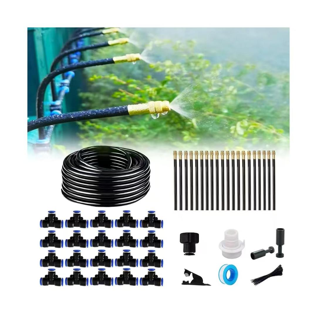 New Drip Irrigation Kit, Automatic Garden Watering System, Quick Connector And 360-Degree Bending Dropper Atomizing Copper Nozzle, Garden Plant Lawn Courtyard Watering System. (20Spray Nozzles)