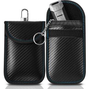 Meliya Faraday Pouch Bag for Car Keys, RFID Signal Blocking Holder, Faraday Key Fob Protector, Anti-Theft Key Fob Case (Blue)