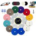 4 Inch Diamond Polishing Pads, 22 PCS 50-8000 Grit Wet/Dry Granite Stone Polish Pad Kit with 5/8-11 Backer Pad, Drill Adapter and Wool Disc for Granite Marble Concrete Stone Tile