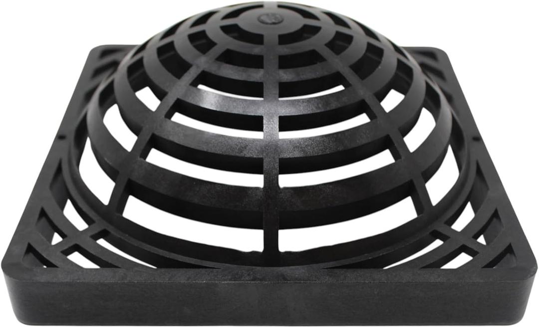 9" Outdoor Square Dome Atrium Grate Drain Cover 0903SDG / 09147G (1, Black)