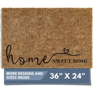 Barnyard Designs Doormat Welcome Mat for Outdoors, Large Front Door Entrance Mat, Brown (Home Sweet Home Script, 36x24)