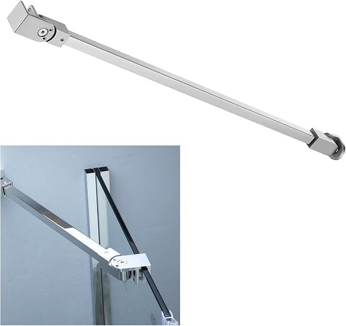 Stainless Steel Frameless Shower Door Fixed Panel Wall to Glass Support Bar for 1/4" to 3/8" Thick Glass(29", Polished Chrome)