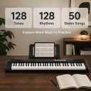 61 Key Foldable Keyboard Piano, Full Size Keys Portable Digital Keyboard with Built-in Stereo Speakers, Support USB-MIDI, Music Stand for Home & Travel Use, 88 Keys