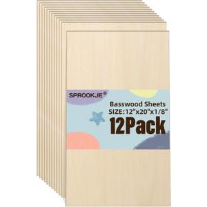 Basswood Sheets 12"x20"x1/8", 12 Pack
