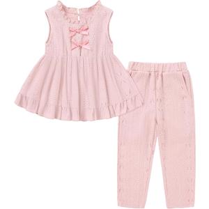 Toddler Girl Clothes Baby Girl Spring Summer Outfits 2Pcs Ruffle Sleeveless Top and Pants Set for 1-5 Years (Pink)