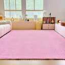 Light Pink Faux Fur Striped Plush Area Rug for Bedroom Living Room Sofa,6'x9' Fluffy Shaggy Rectangular Square Rug for Kids Teen Girls Room,Furry Carpet Rug for Nursery Baby Room
