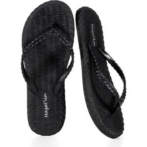 mazeskin Beach Soft Flip Flops for Women Shower Bath Quick Drying House Slippers Shoes Non-Slip Rubber Thong Sandals